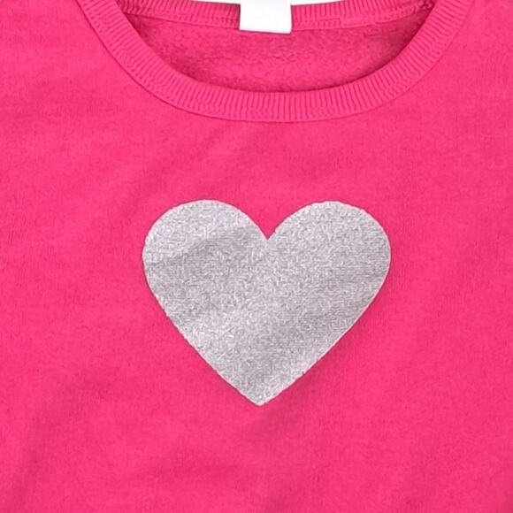 NWT Harper Canyon Girls Pink Fleece Tulle Glitter Heart Sweatshirt 4 - Picture 3 of 5